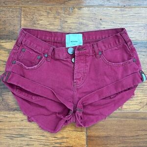 One Teaspoon Size 26 Red Jean Shorts